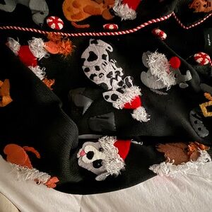 Festive Black Sweater with Dog Appliqués
